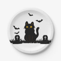 Halloween Schwarze Katze Pappteller