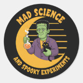 Halloween Science Sticker with Cute Frankenstein ラウンドシール (正面)