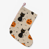 Halloween seamless pattern with black cat and ghos スモールクリスマスストッキング (正面 (吊り時))