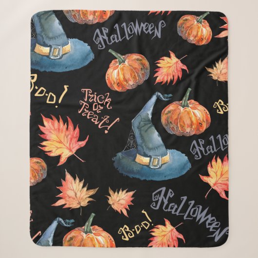 Halloween seamless pattern with halloween pumpkin, シェルパブランケット (正面)