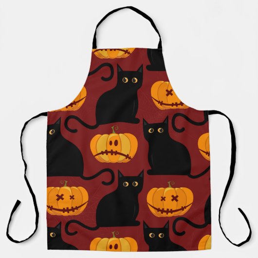 Halloween seamless pattern with pumpkins and black エプロン (正面)