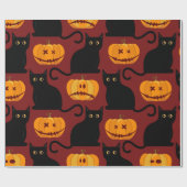 Halloween seamless pattern with pumpkins and black ラッピングペーパー (フラット)