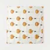 Halloween seamless pattern with pumpkins and candl タペストリー (正面(横))