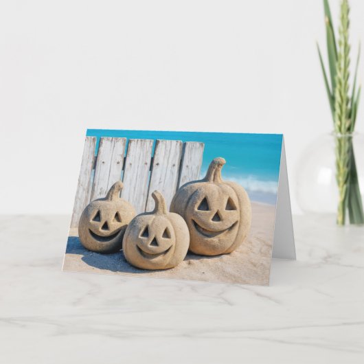 Halloween Seashore Sand Jack o' Lanterns  カード (正面)