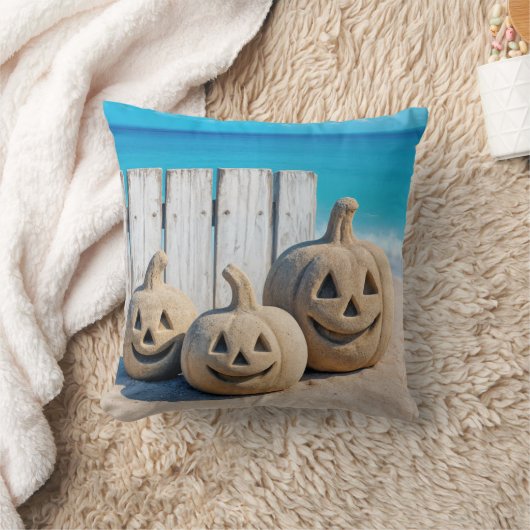 Halloween Seashore Sand Jack o' Lanterns  クッション (ブランケット)