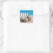 Halloween Seashore Sand Jack o' Lanterns  スクエアシール (バッグ)