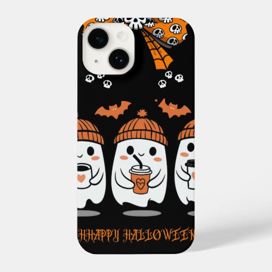 Halloween Season – fantômes cosy café iPhoneケース (裏面)