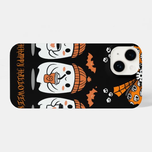 Halloween Season – fantômes cosy café iPhoneケース (裏面横)