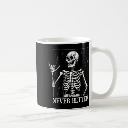 Halloween Shaka Hand Sign Never Better Skeleton Fu コーヒーマグカップ (右)
