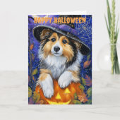 Halloween Shetland Sheepdog Dog シーズンカード (正面)