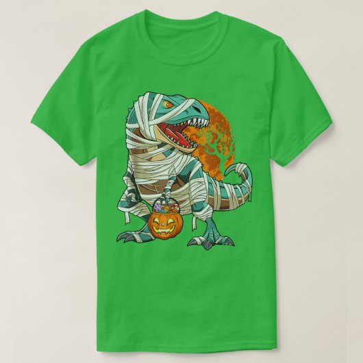 Halloween Shirt Dinosaur T rex Mummy Pumpkin 1428 Tシャツ (デザイン正面)