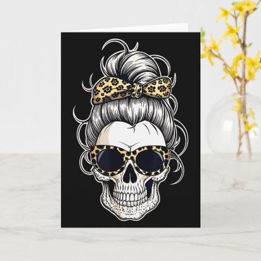 Halloween Shirt For Women Skull , Leopard  カード (黄色い花)