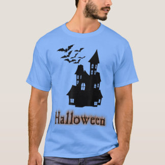 Halloween Shirt Haunted House and Bats Happy Hallo Tシャツ