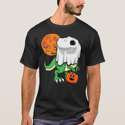 Halloween Shirts for Boys Men Dinosaur T Rex Ghost Tシャツ (正面)