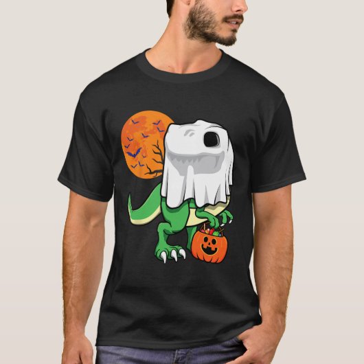 Halloween Shirts For Boys Men Dinosaur T Rex Ghost Tシャツ (正面)