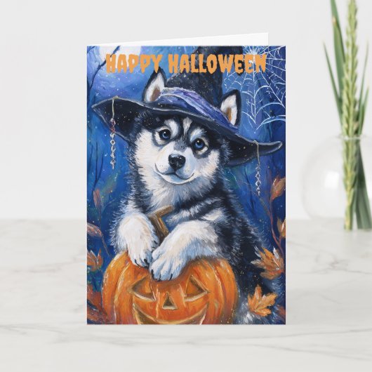 Halloween Siberian Husky Dog シーズンカード (正面)