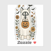 Halloween Siberian Husky Flowers シール (シート)