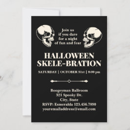 Halloween Skele-bration Laughing Skulls Invitation 招待状