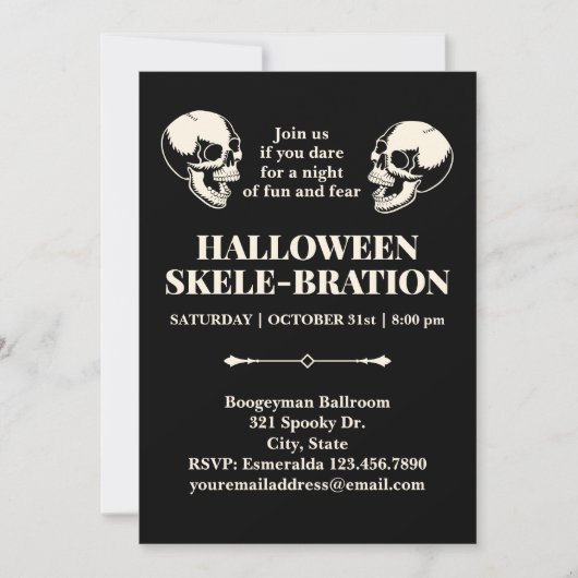 Halloween Skele-bration Laughing Skulls Invitation 招待状 (正面)