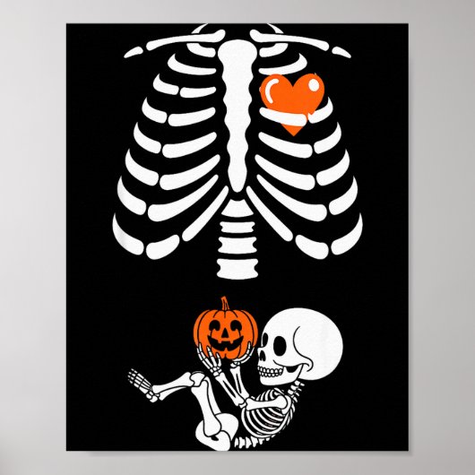 Halloween Skeleton Baby Rib Cage Maternity Pregnan ポスター (正面)