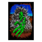 Halloween skeleton bones antlers 3D fingers ポスター (正面)