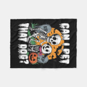 Halloween Skeleton Can I Pet That Dog  フリースブランケット (正面(横))