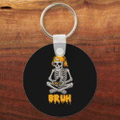 Halloween Skeleton Gamer Video Gaming Funny Skelet キーホルダー (正面)