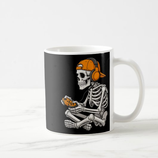 Halloween Skeleton Gamer Video Gaming Funny Skelet コーヒーマグカップ (右)