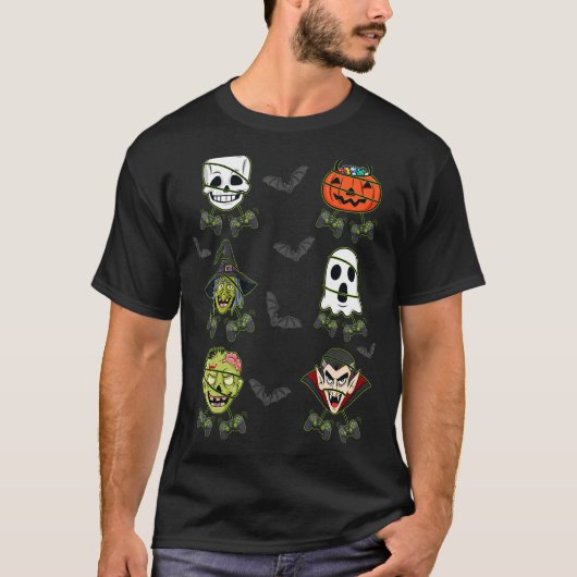 Halloween Skeleton Gaming Witch Vampire Zombie Boy Tシャツ (正面)