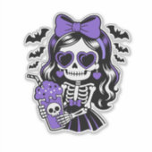 Halloween Skeleton Girl Sticker シール (正面)