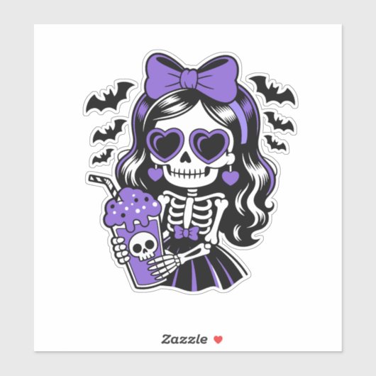 Halloween Skeleton Girl Sticker シール (シート)