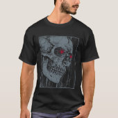 Halloween Skeleton Gothic Flaming Heart Eyes Skull Tシャツ (正面)