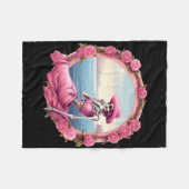 Halloween Skeleton In October We Wear Pink With To フリースブランケット (正面(横))