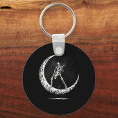 Halloween Skeleton Moon Rock And Roll Musician Gui キーホルダー (正面)