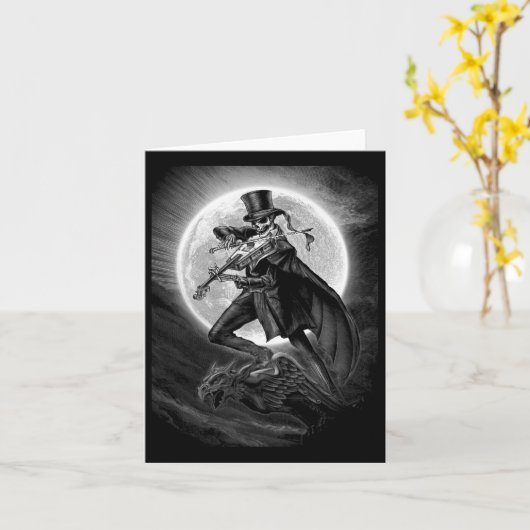 Halloween Skeleton Playing Violin - Rock And Roll  カード (黄色い花)