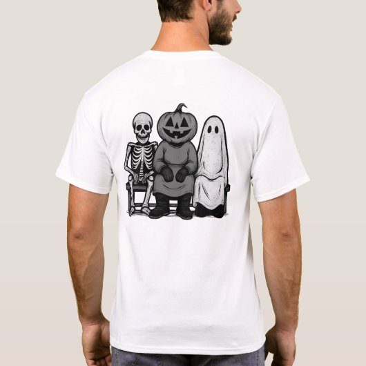Halloween Skeleton Pumpkin Ghost Tシャツ (裏面)