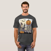 Halloween Skeleton Pumpkin Owl Dark Graphic T-Shir Tシャツ (正面フル)