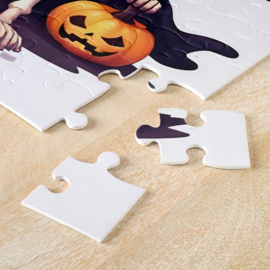 Halloween Skeleton Puzzle – Cute Witch Skeleton wi ジグソーパズル (側面)