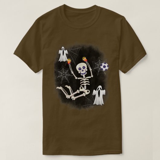 Halloween Skeleton Soccer Player Goalkeeper Ball T Tシャツ (デザイン正面)