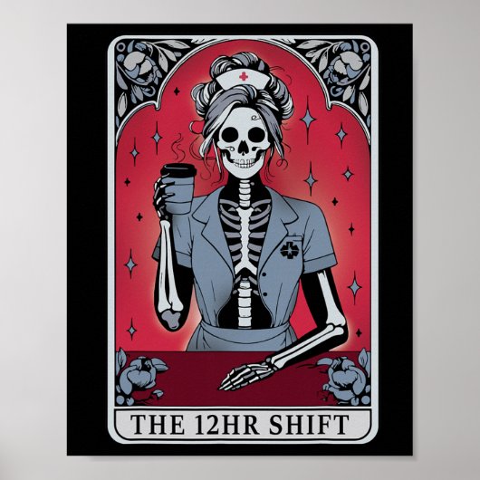 Halloween Skeleton Tarot Card The 12 Hours Shift N ポスター (正面)