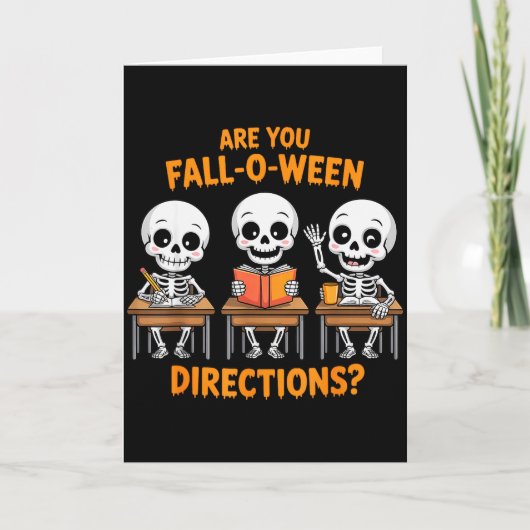 Halloween Skeleton Teacher Are You Fall O Ween Dir カード (正面)