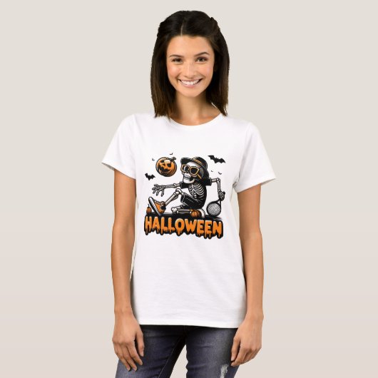 Halloween Skeleton Tennis Player Tシャツ (正面フル)