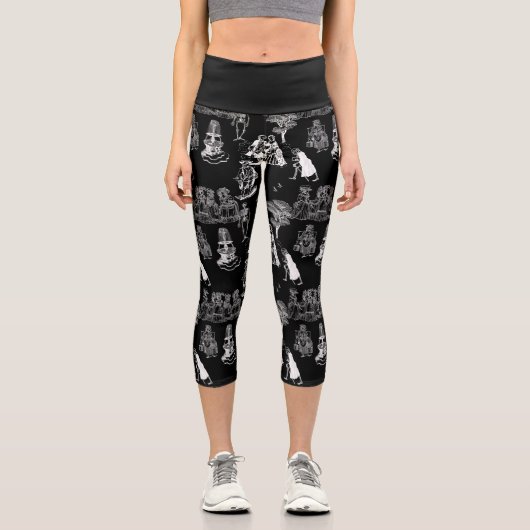 halloween skeleton toile rococo antique skull カプリレギンス (正面)