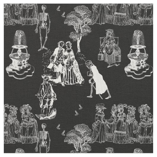 halloween skeleton toile rococo antique skull ファブリック (クローズアップ)