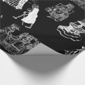 halloween skeleton toile rococo antique skull ラッピングペーパー (角)
