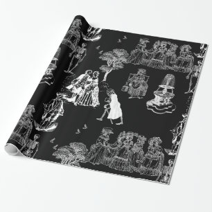 halloween skeleton toile rococo antique skull ラッピングペーパー