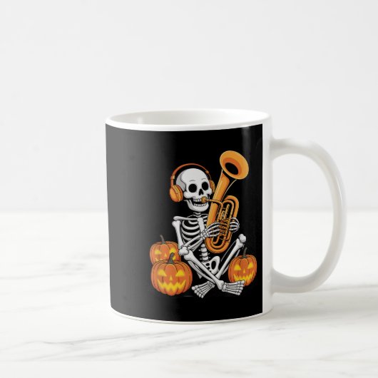 Halloween Skeleton Tuba Tubist コーヒーマグカップ (右)