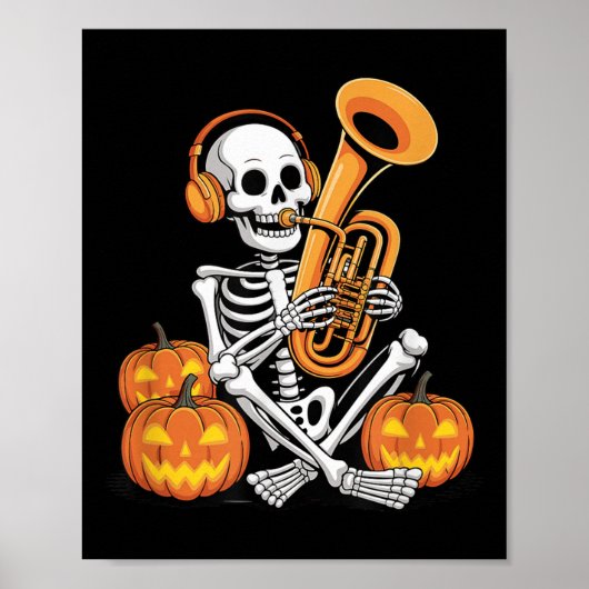 Halloween Skeleton Tuba Tubist  ポスター (正面)