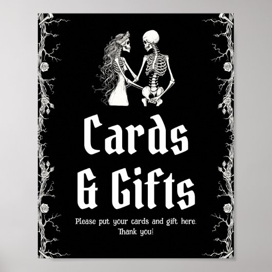 Halloween Skeleton Wedding Cards and Gifts Sign ポスター (正面)