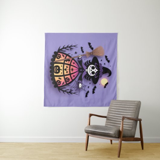 Halloween Skeleton Witch タペストリー (インサイチュ(横))